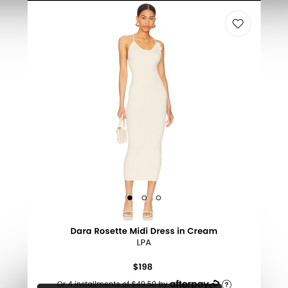 LPA Dara Rosette Midi Dress in Cream
